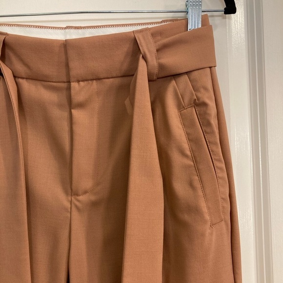 Collection by J. Crew salmon pink wool high waist pants with fabric belt - Picture 5 of 6